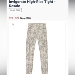 Lululemon gritstone white opal size 2 Invigorate High Rise